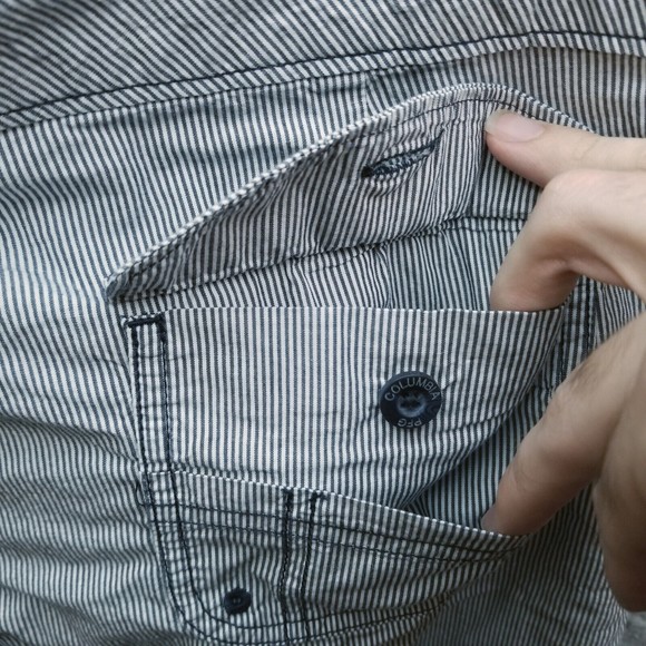 Columbia 10 PFG Omni-Shade Striped Blue White Chino Shorts 32.5" 9.75" 9.5" - Picture 8 of 10